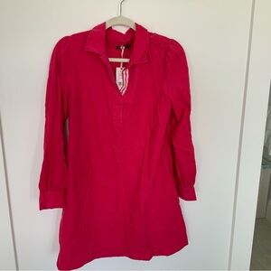 New Vineyard Vine Corduroy pink long sleeved dress with dress